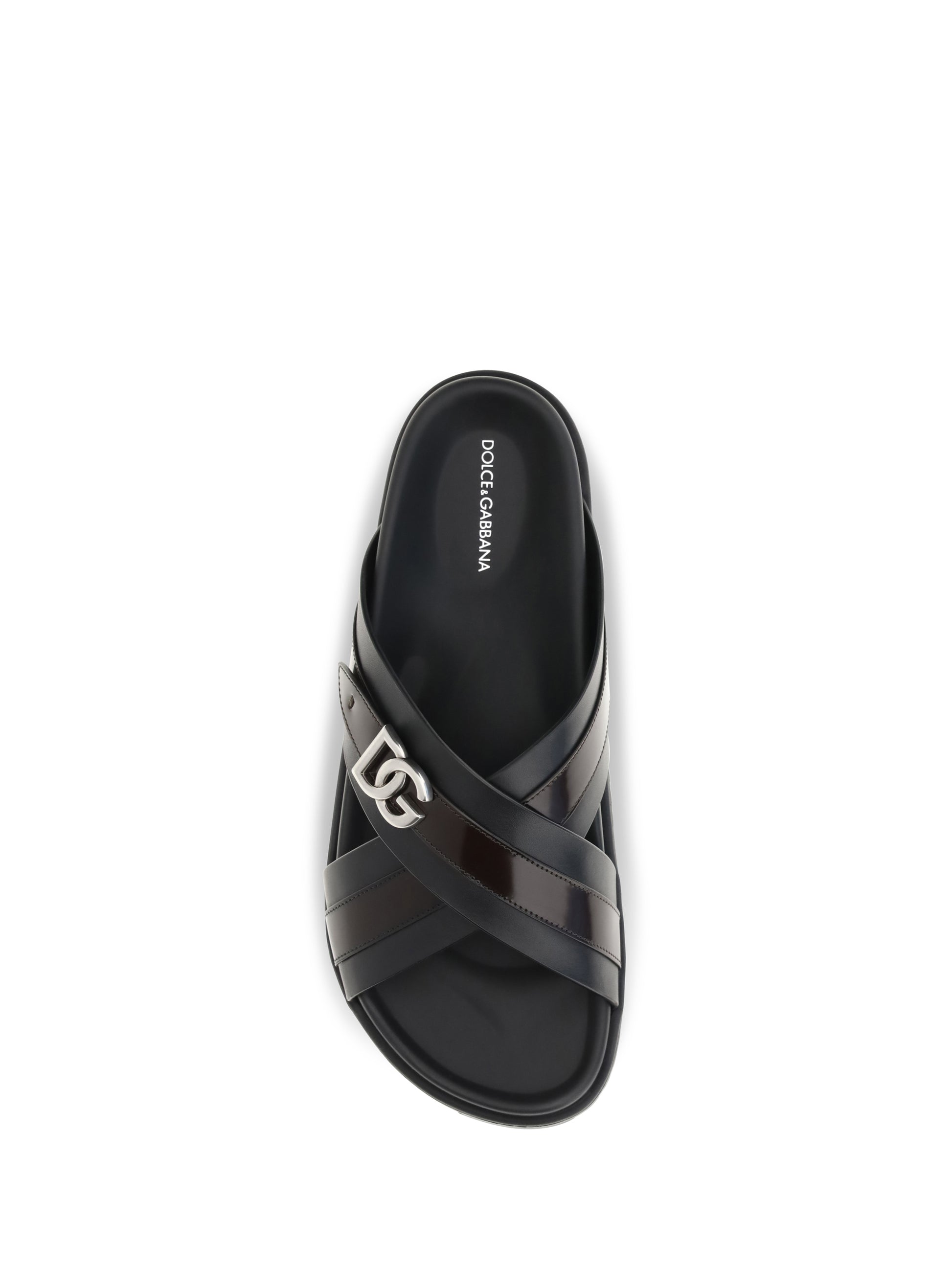 Dolce & Gabbana Men Smooth Calf Leather Slide Sandals DOLCE & GABBANA