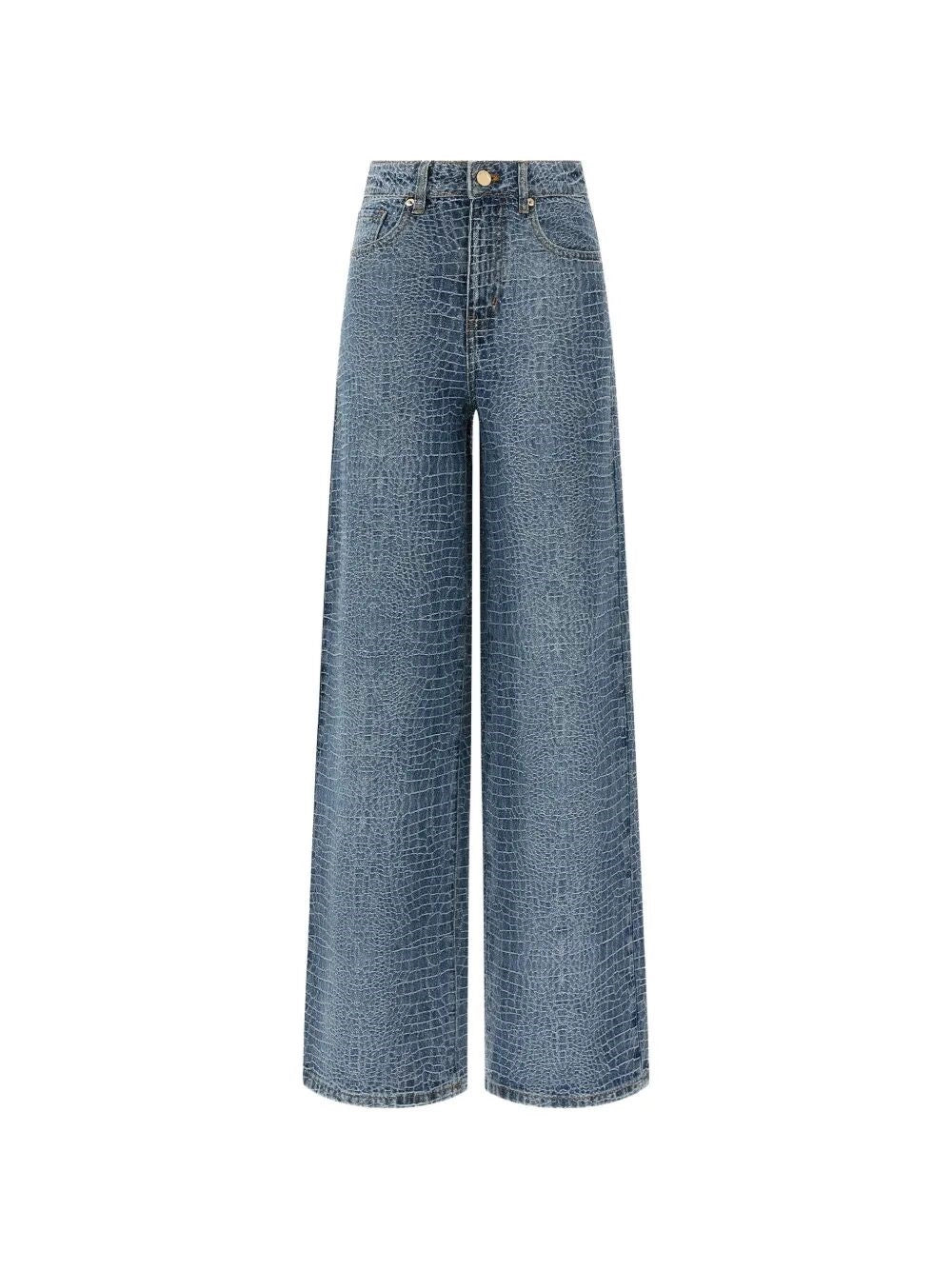 Self-Portrait Women Croc Effect Wide Leg Jeans SELF-PORTRAIT