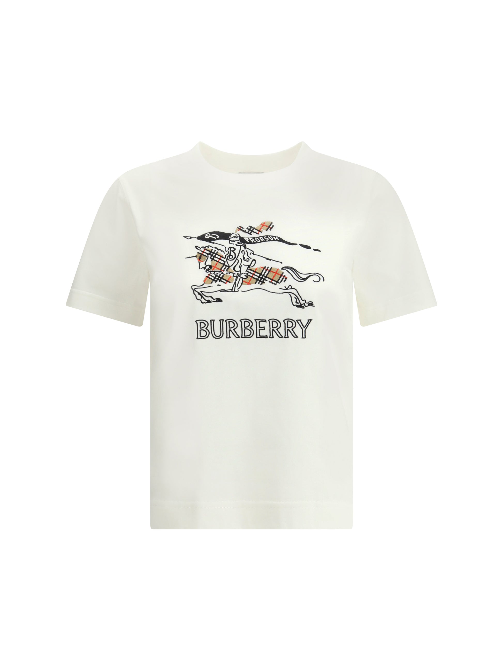Burberry Women Cotton T-Shirt With Drawn Ekd BURBERRY
