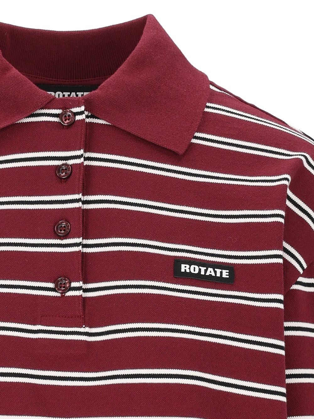 Rotate Women Long-Sleeved Striped Polo Shirt ROTATE