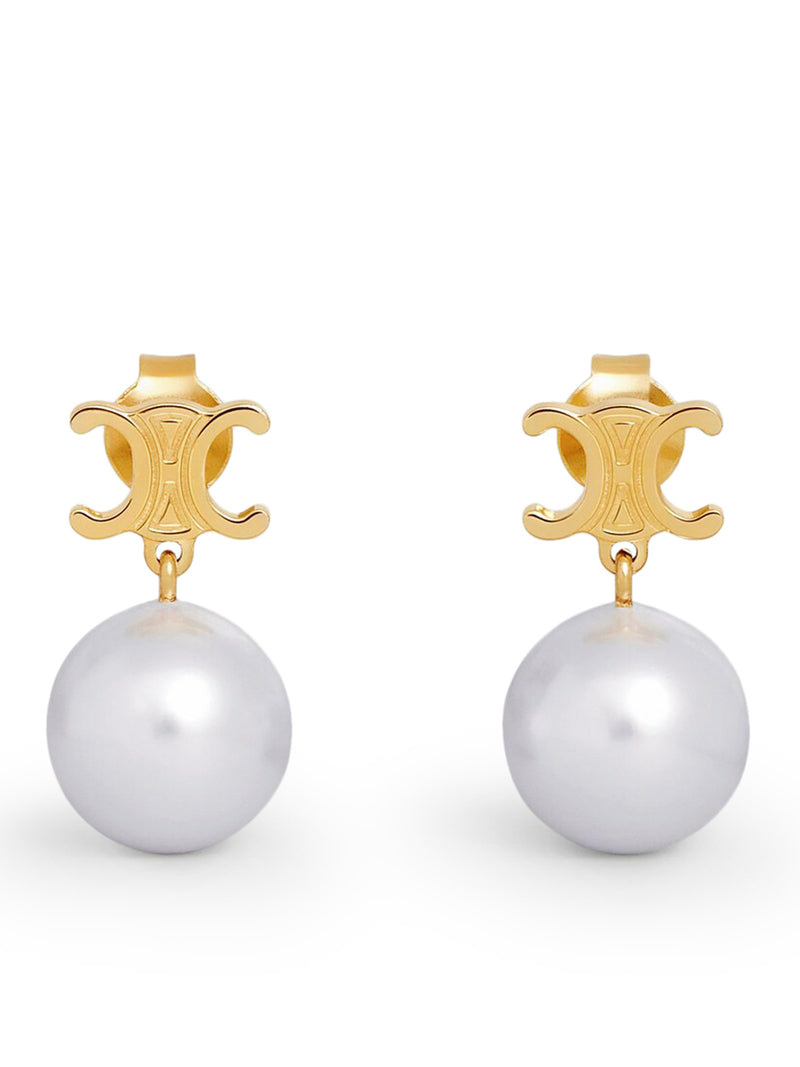 Celine Women Les Perles Celine Earrings In Brass With Gold Finish And Glass Pearls CELINE