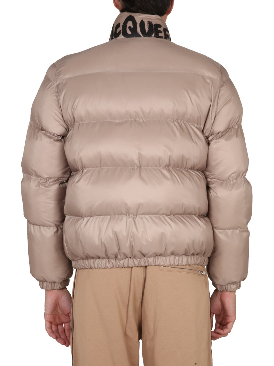 Alexander Mcqueen Men Graffiti Logo Print Down Jacket ALEXANDER MCQUEEN