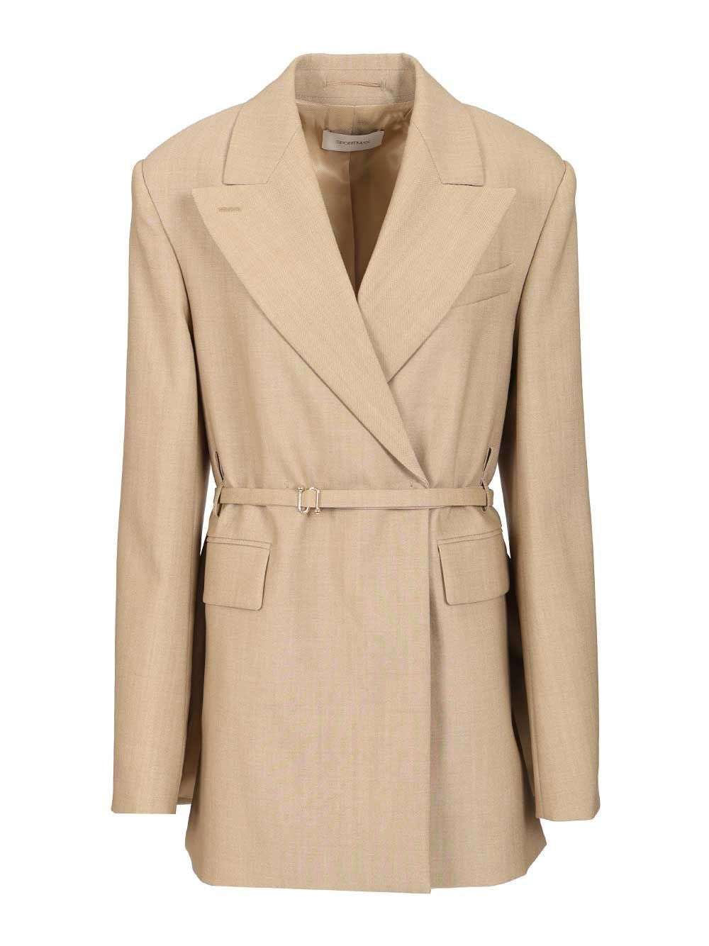 Sportmax Women Long Double-Breasted Wool Blazer SPORTMAX