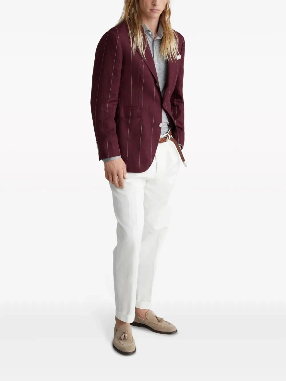 Brunello Cucinelli Men Silk And Cotton Jersey Shirt With Spread Collar BRUNELLO CUCINELLI