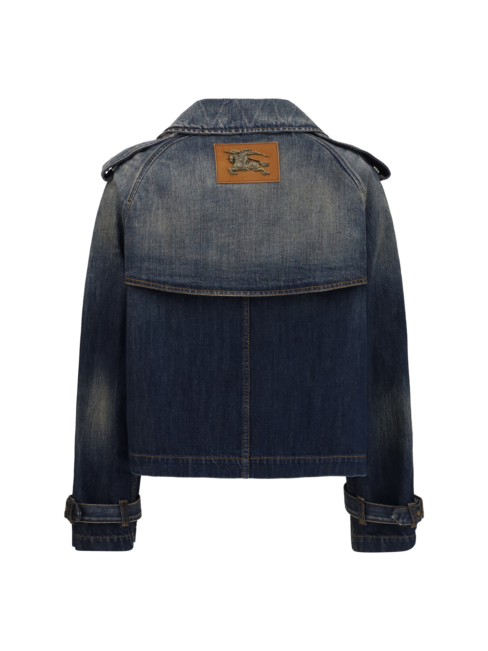 Burberry Women Cropped Double-Breasted Denim Jacket BURBERRY