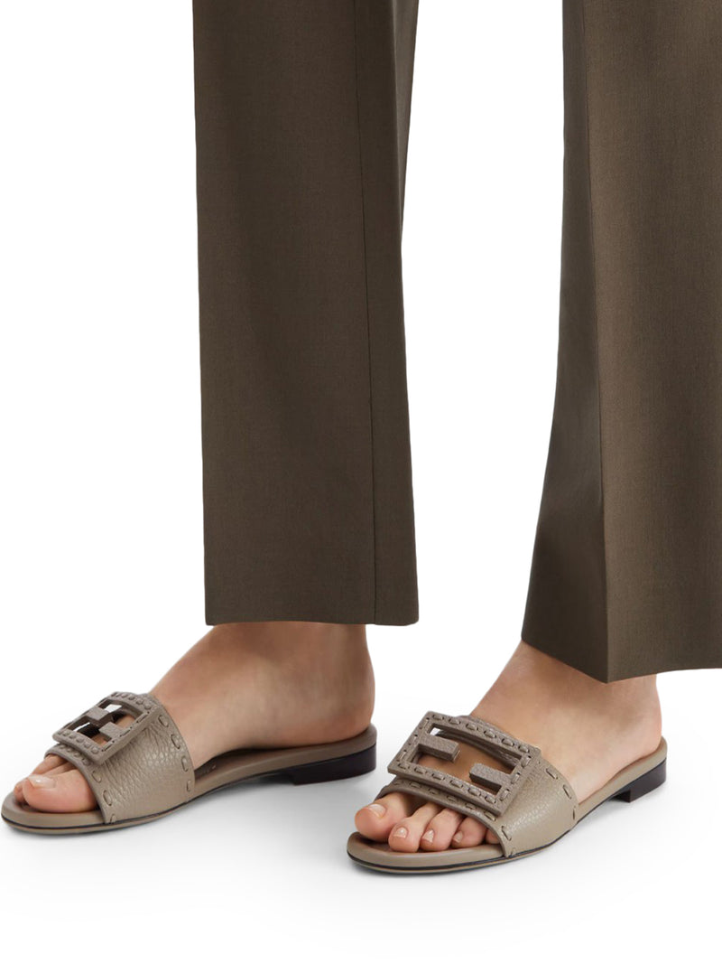 Fendi Women Slide Baguette In Dove Grey Leather FENDI