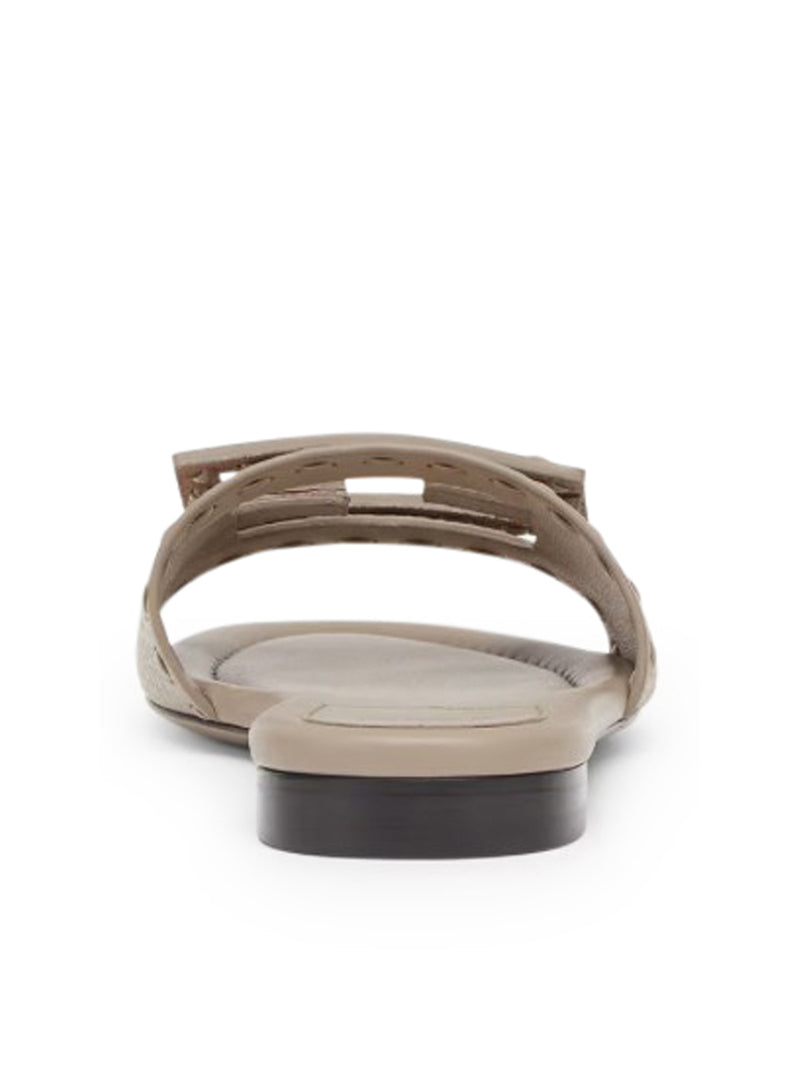 Fendi Women Slide Baguette In Dove Grey Leather FENDI