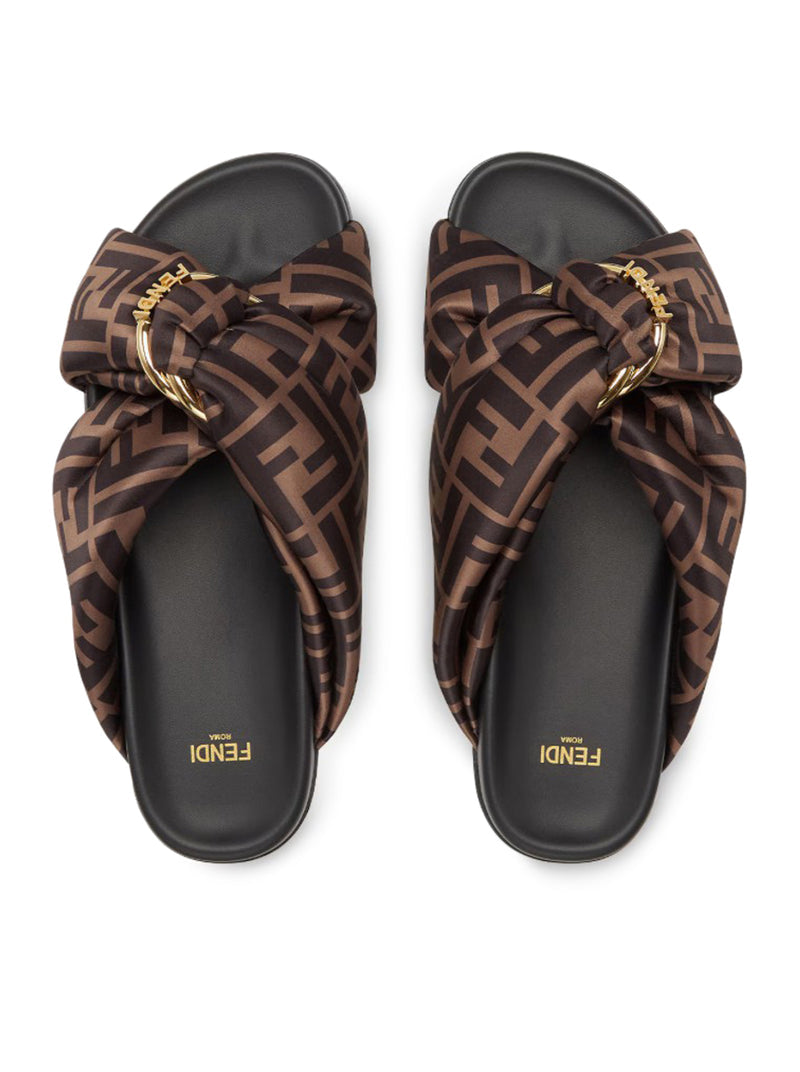 Fendi Women Fendi Feel Sandals In Satin Ff FENDI