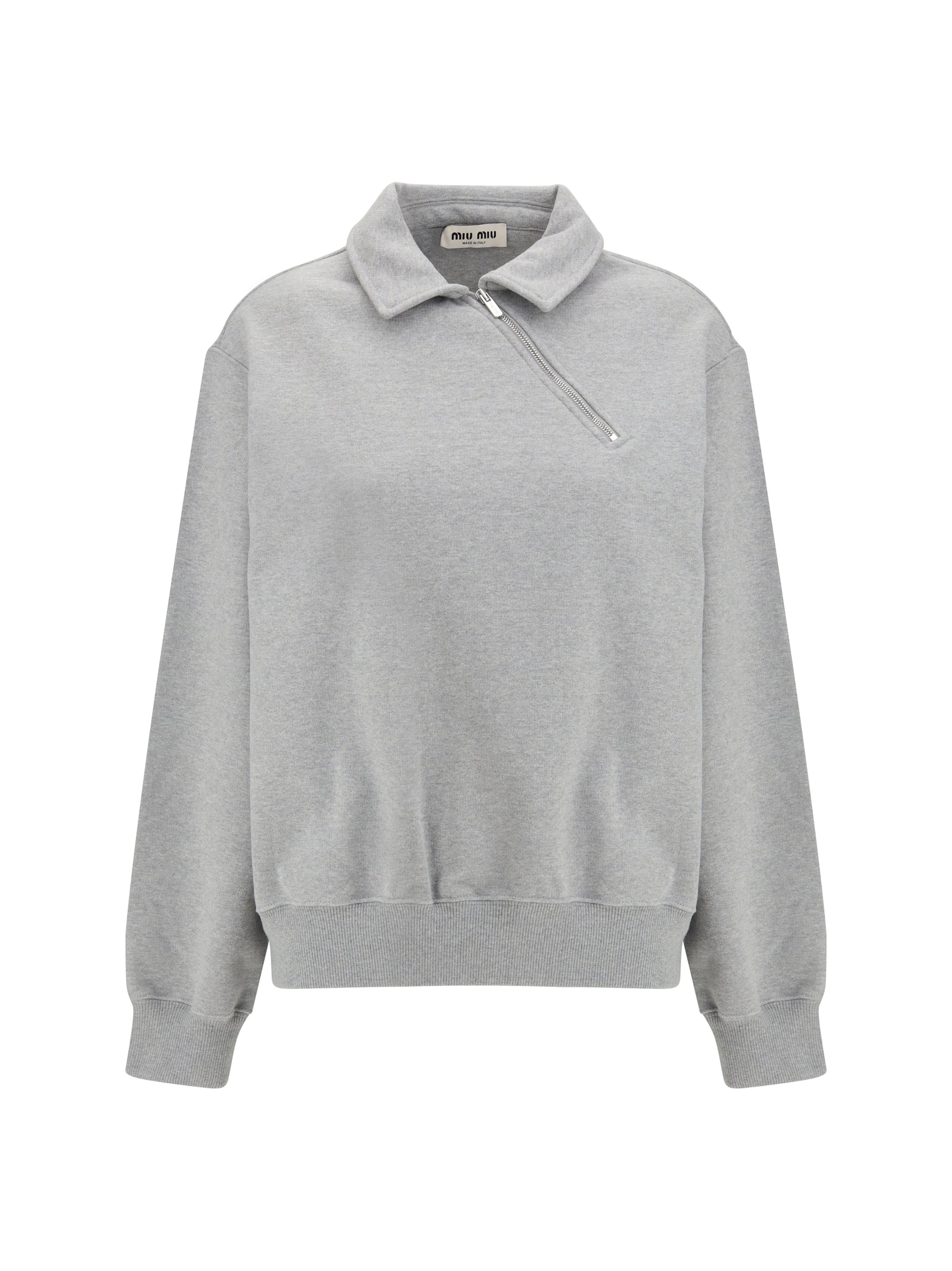 Miu Miu Women Sweatshirt With Oblique Zip Closure MIU MIU