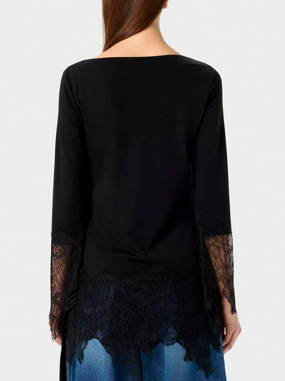 Blumarine Women Jersey Tunic With Lace Ruffles BLUMARINE