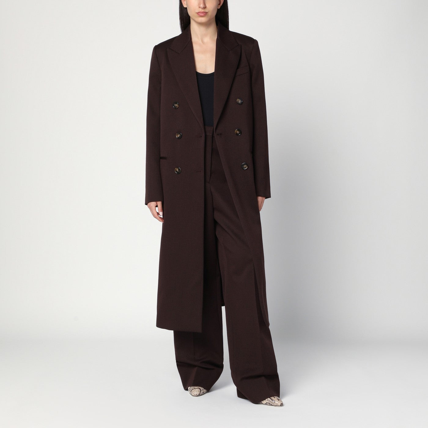 Stella Mccartney Double-Breasted Plum Wool Coat Women STELLA MCCARTNEY