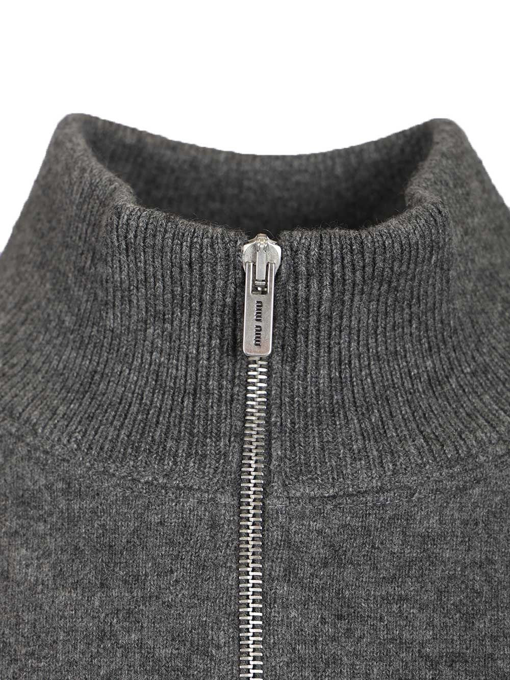Miu Miu Women Cashmere And Jersey Zip-Up Sweater MIU MIU