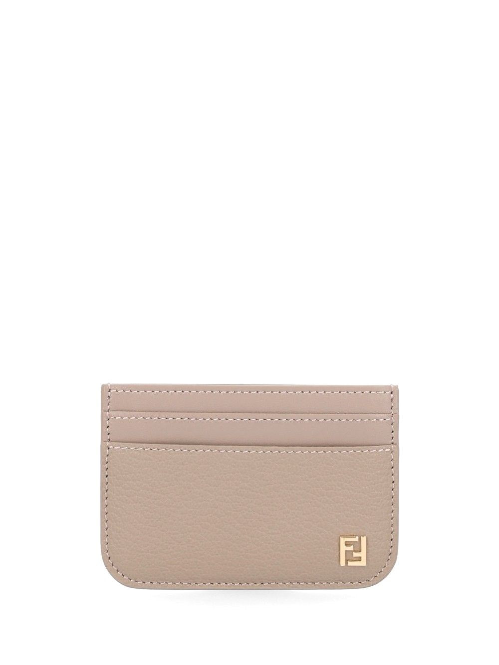 Fendi Women Leather Card Holder With Ff Logo FENDI