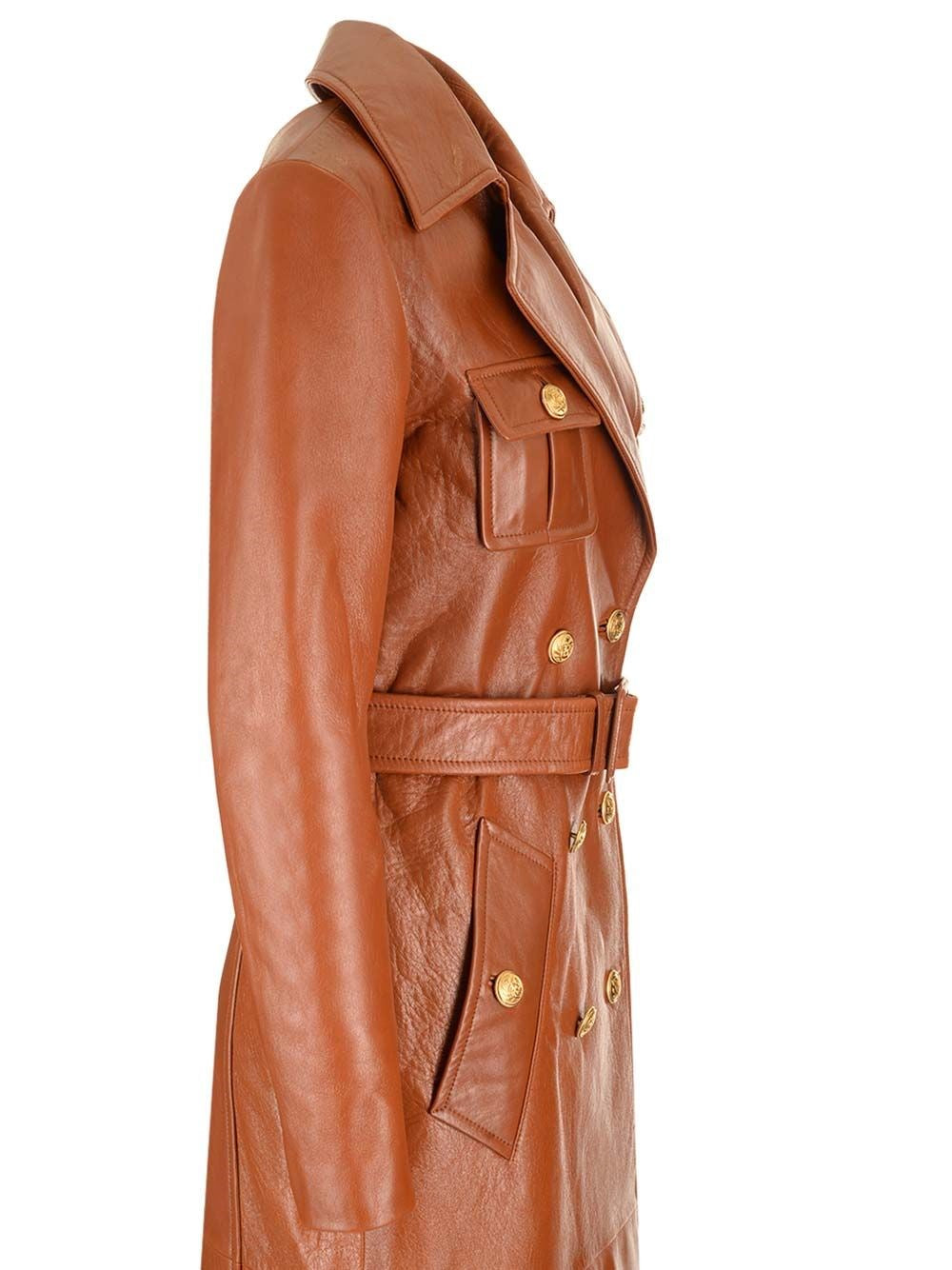 Chloe' Women Leather Military Trench Coat CHLOE