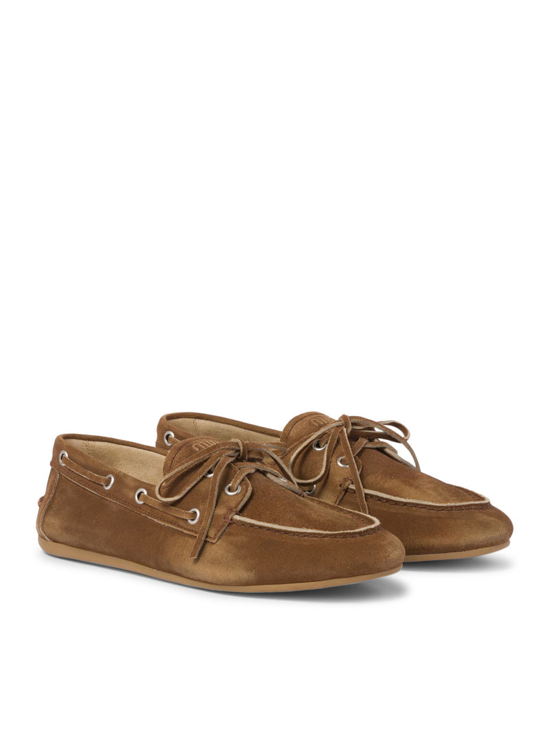 Miu Miu Women Unlined Loafers In Delave` Suede MIU MIU