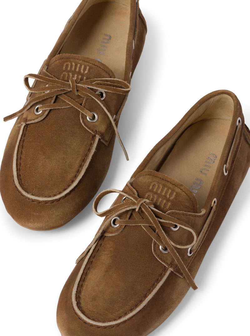 Miu Miu Women Unlined Loafers In Delave` Suede MIU MIU