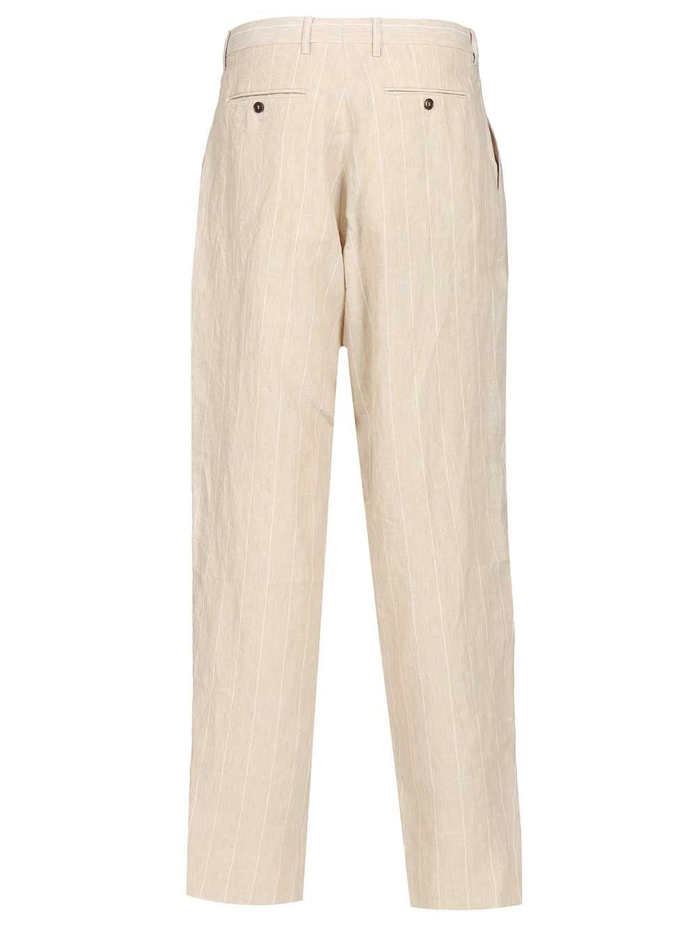 Giorgio Armani Men Double Pleated Linen Trousers GIORGIO ARMANI