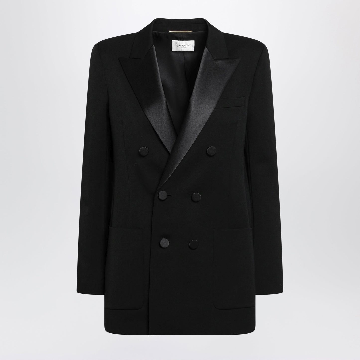 Saint Laurent Double-Breasted Wool Blazer In Black Women SAINT LAURENT