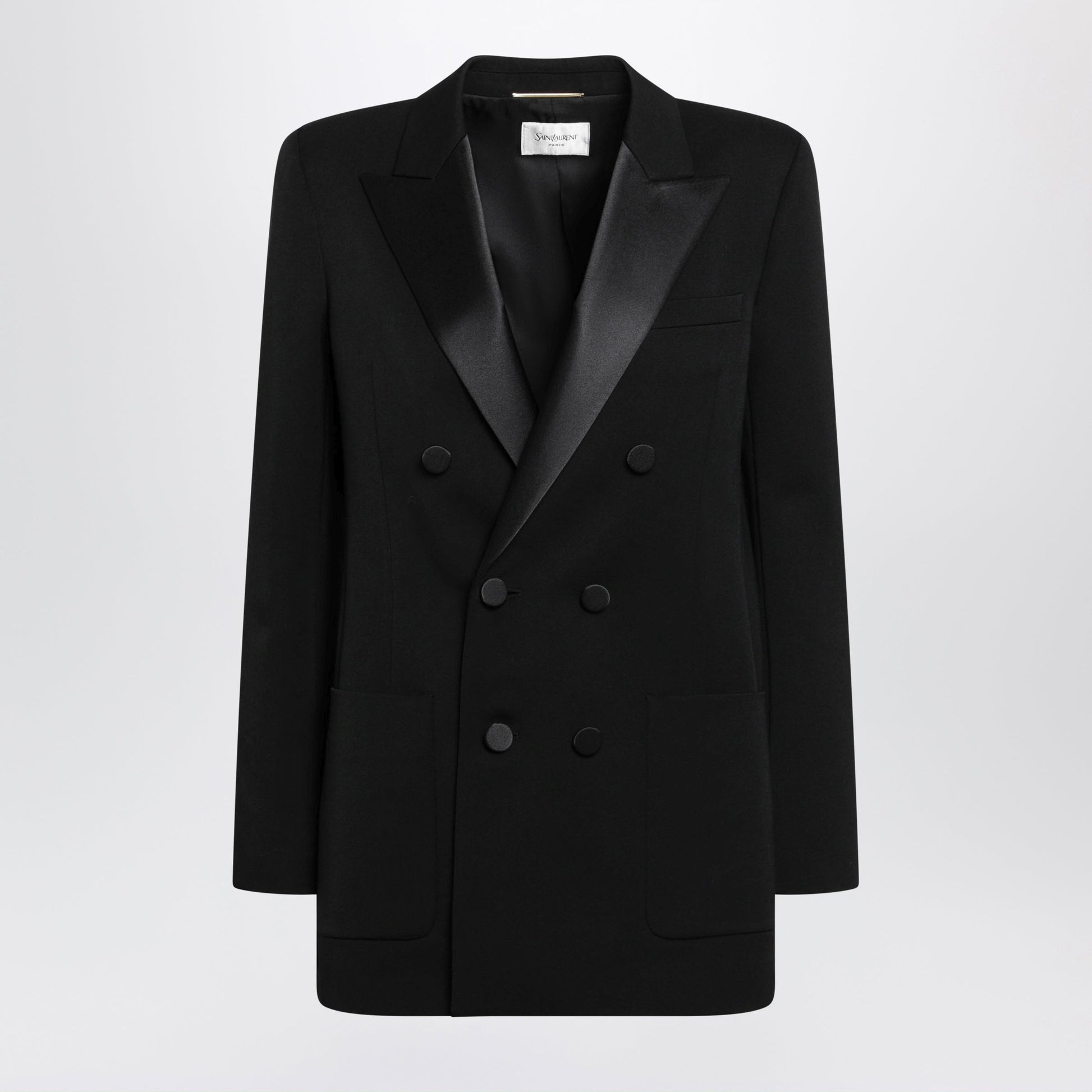 Saint Laurent Double-Breasted Wool Blazer In Black Women SAINT LAURENT