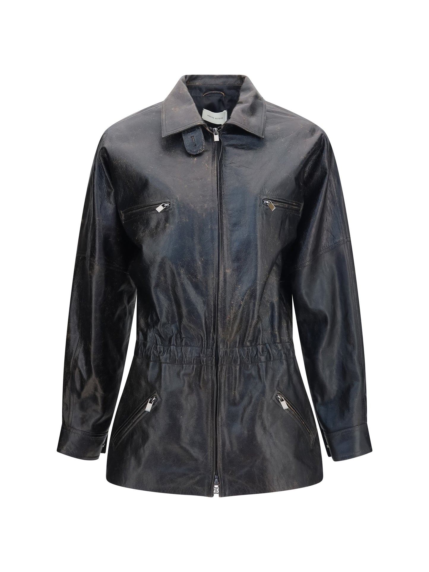 Magda Butrym Women Vintage Leather Jacket With Drawstring