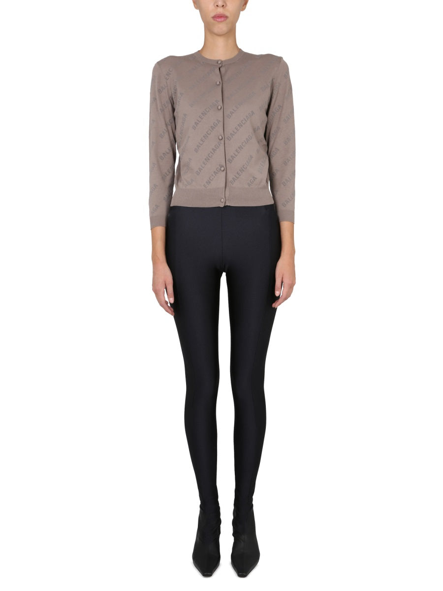 Balenciaga Women Allover Logo Cropped Cardigan BALENCIAGA