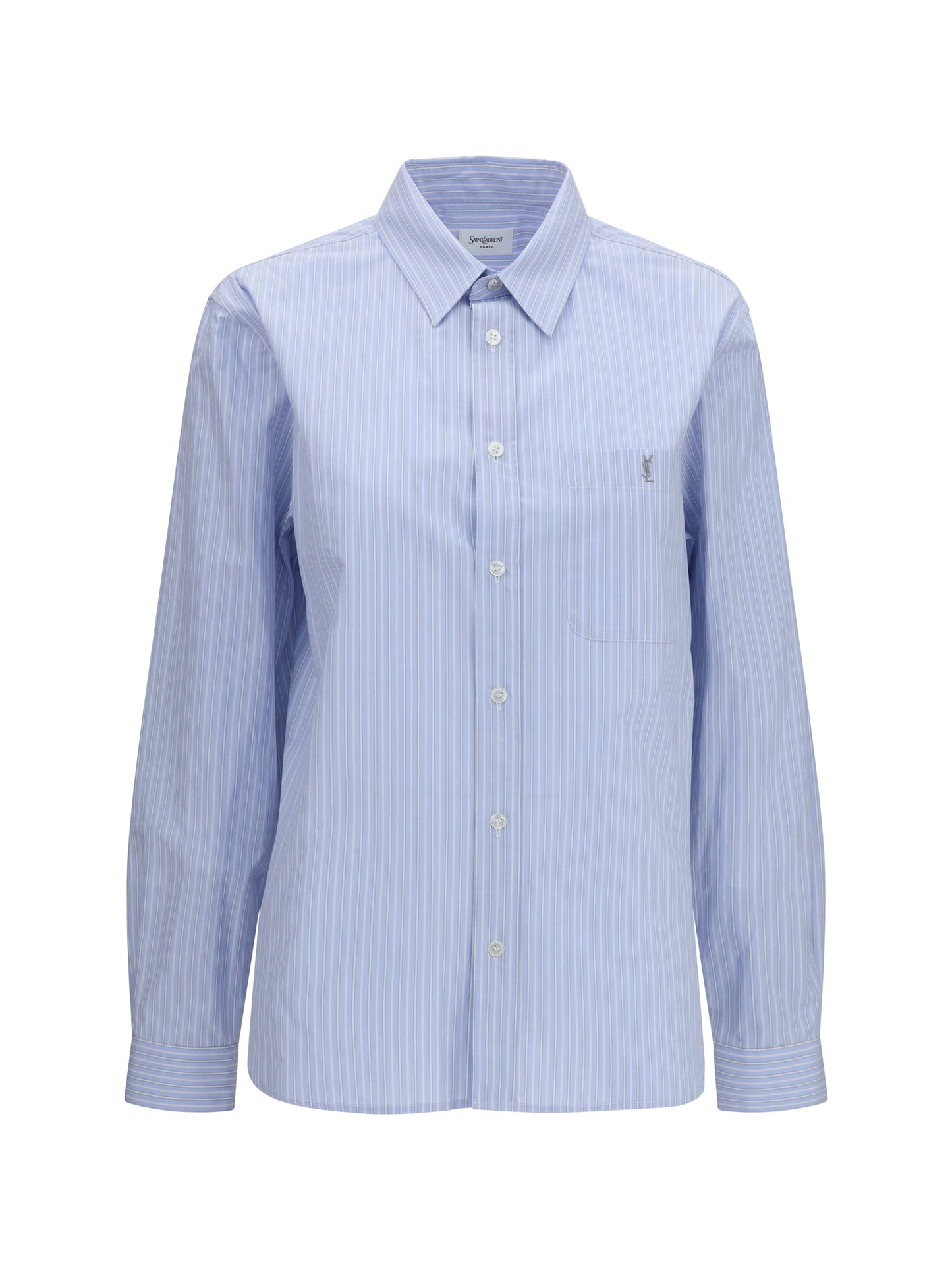 Saint Laurent Women Cassandre Striped Poplin Shirt SAINT LAURENT