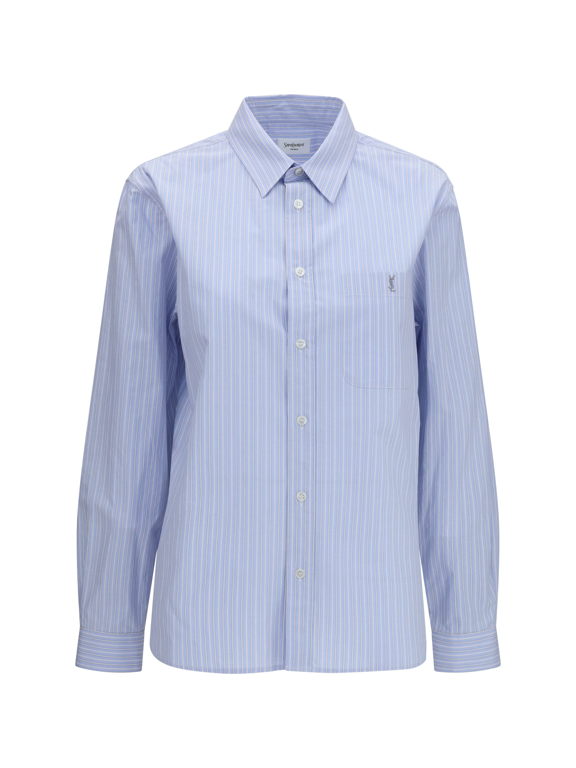 Saint Laurent Women Cassandre Striped Poplin Shirt SAINT LAURENT