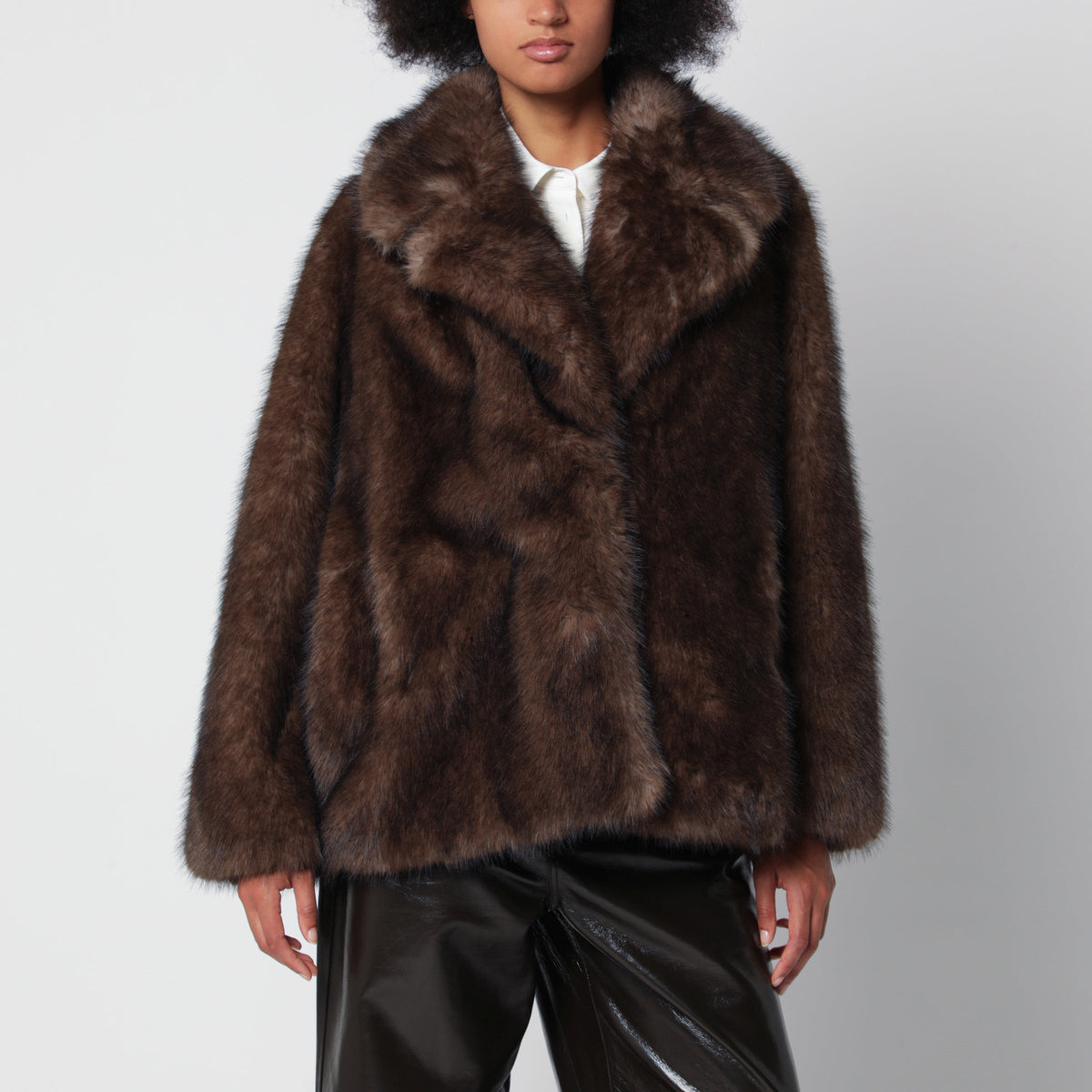 Stand Studio Brown Journi Jacket In Faux Fur Women STAND STUDIO