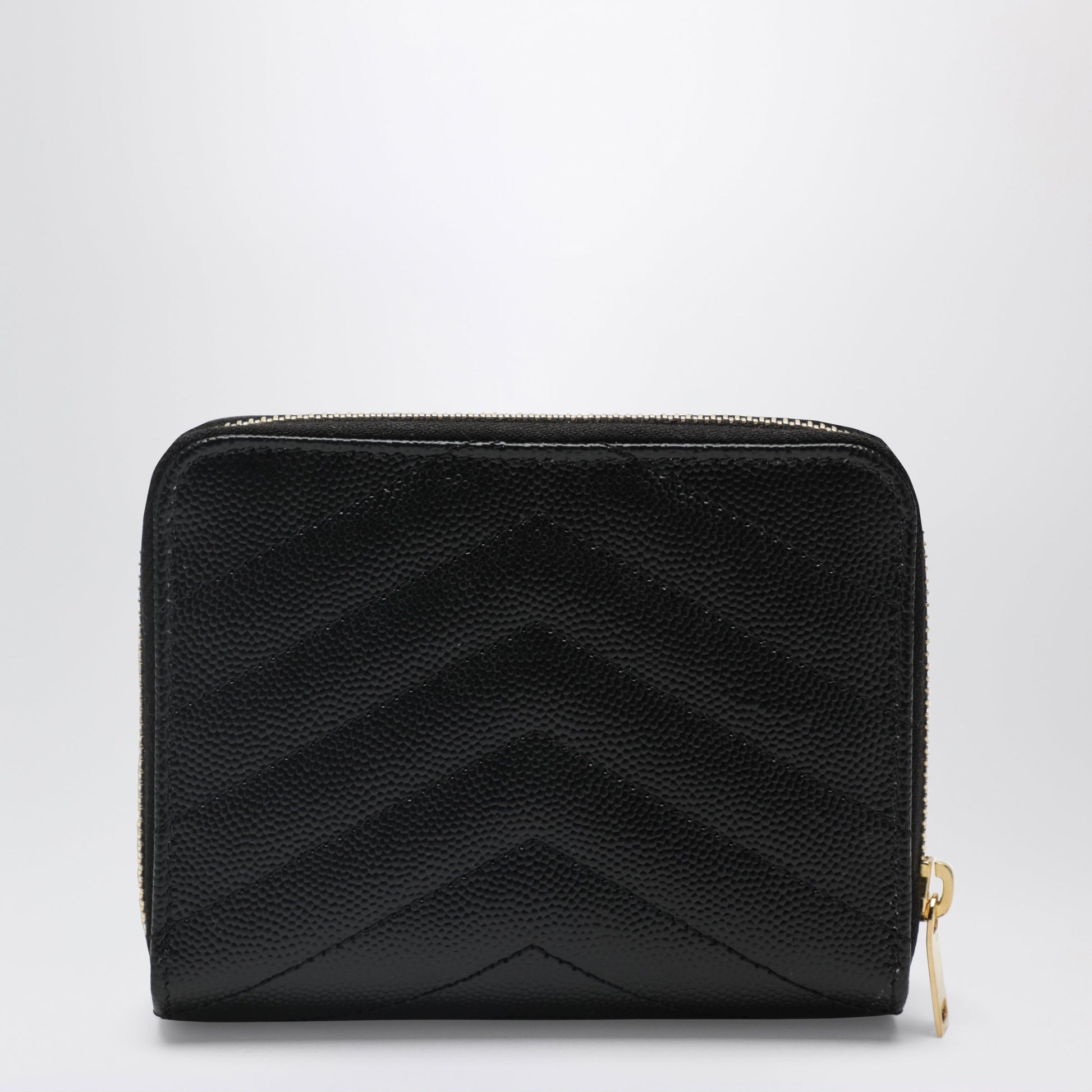 Saint Laurent Black Cassandre Quilted Compact Zip-Around Wallet Women SAINT LAURENT