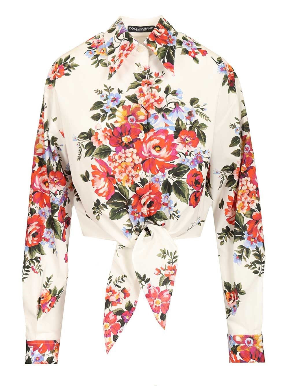 Dolce & Gabbana Women Cotton Shirt With A Bouquet Of Flowers Print DOLCE & GABBANA
