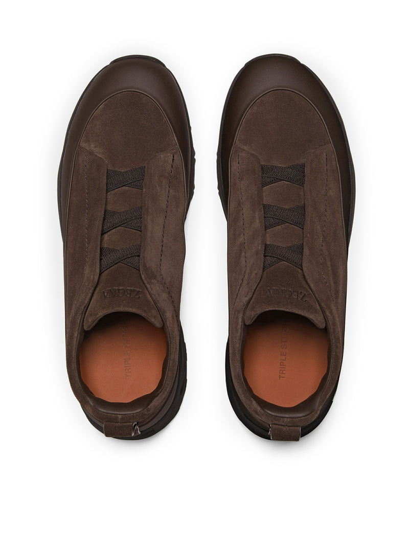 Zegna Men Triple Stitch™ Monte Sneaker In Leather And Suede ZEGNA