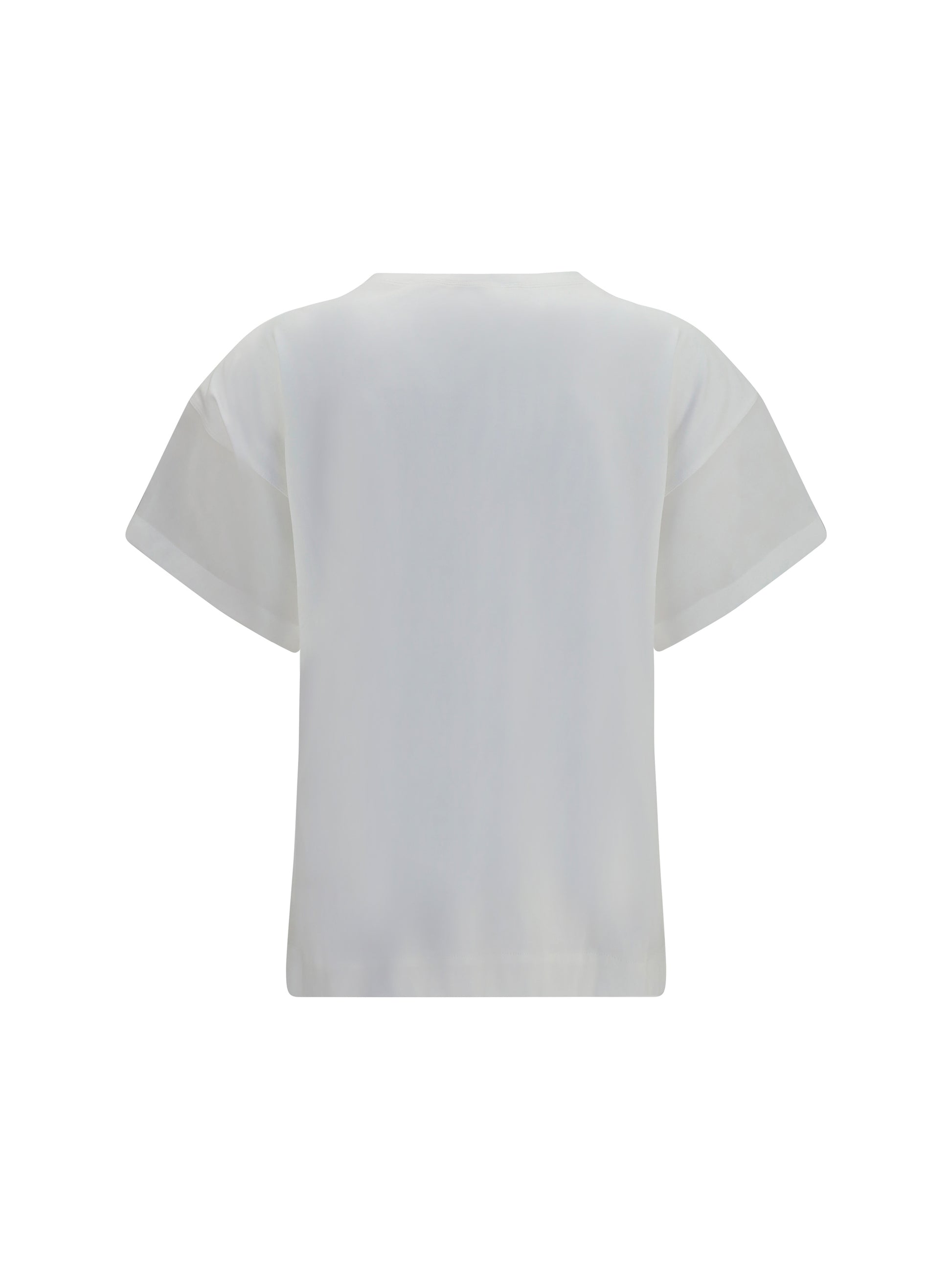 Brunello Cucinelli Women Cotton T-Shirt With Sheer Sleeves And Side Panels BRUNELLO CUCINELLI