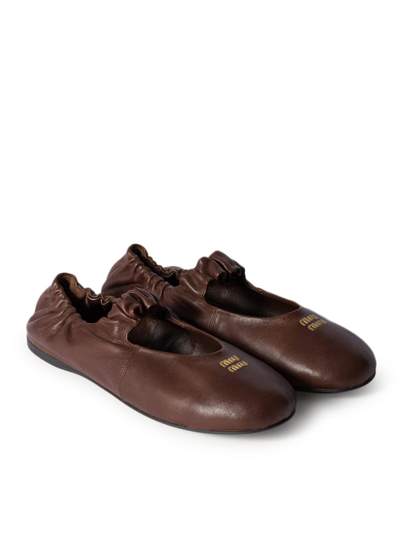 Miu Miu Women Nappa Ruched Ballet Flats MIU MIU