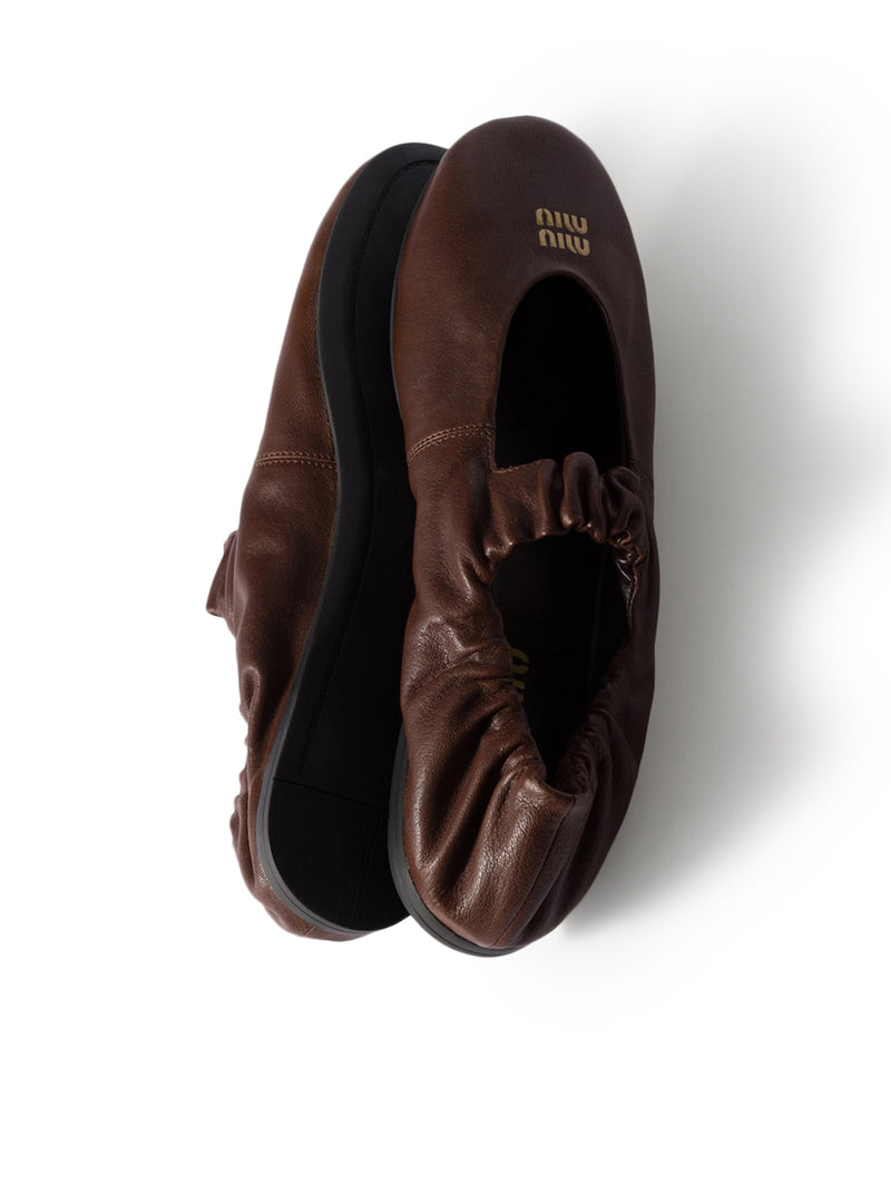 Miu Miu Women Nappa Ruched Ballet Flats MIU MIU