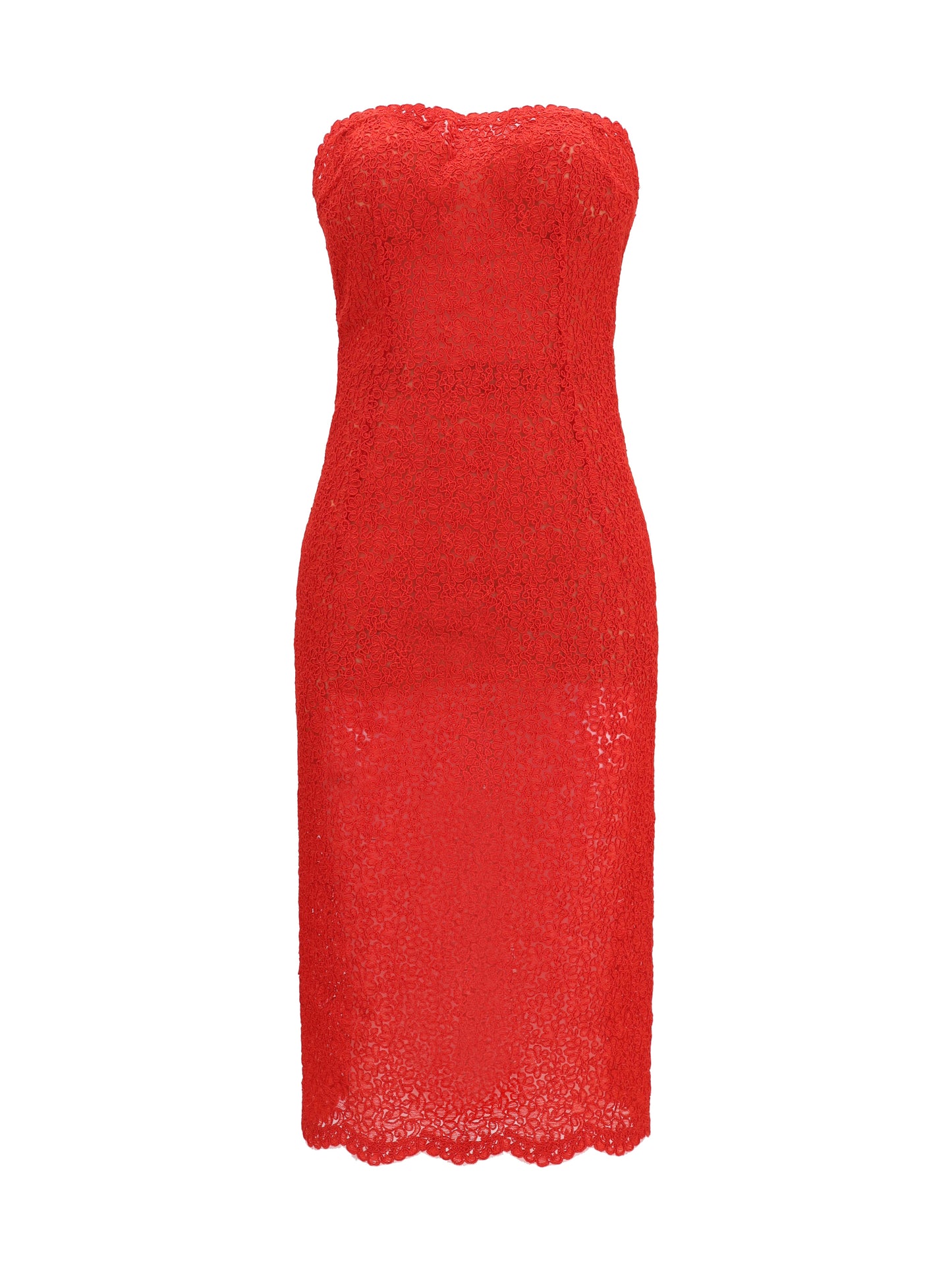 Ermanno Scervino Women Strapless Midi Lace Dress ERMANO SCERVINO