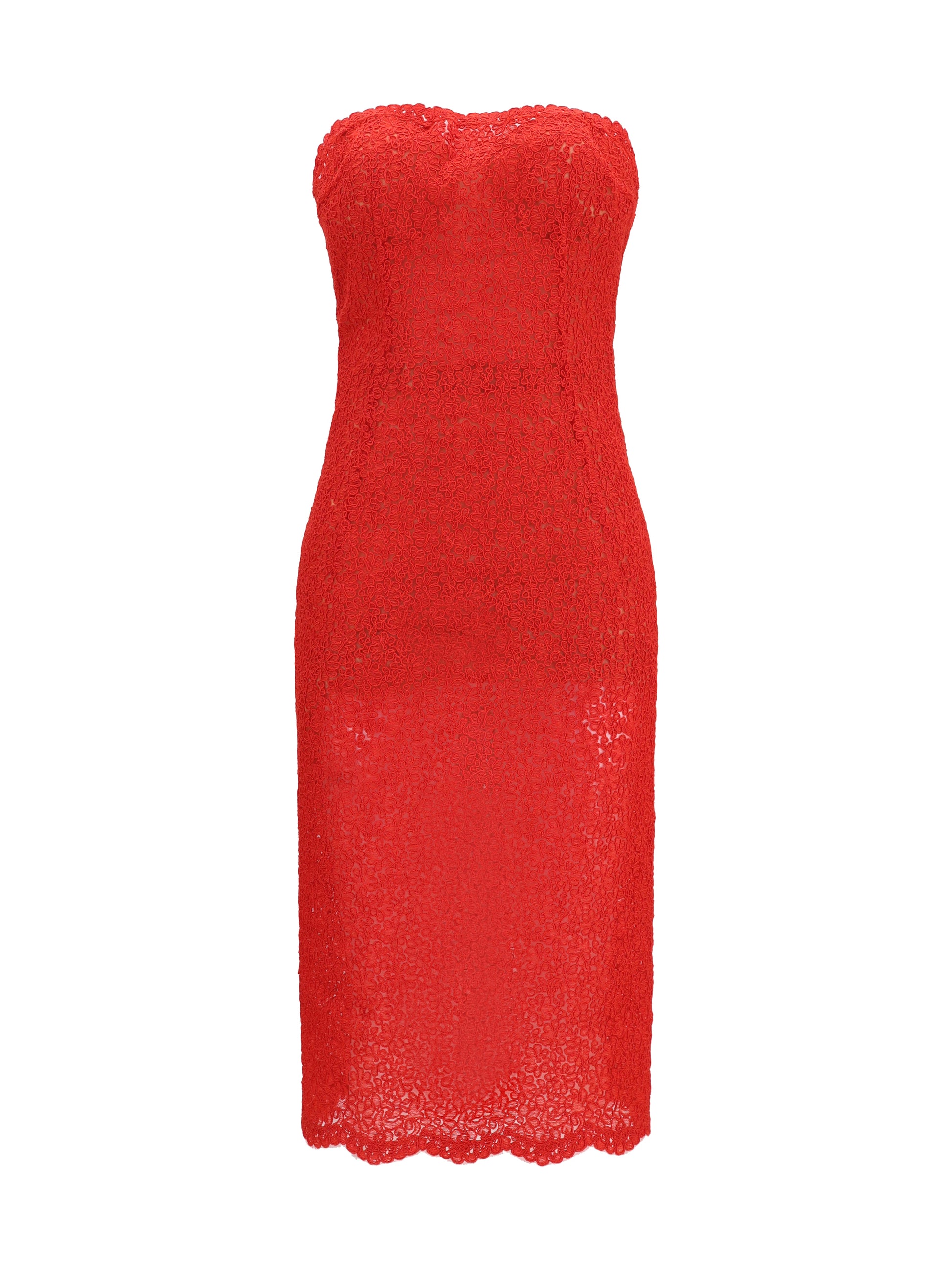 Ermanno Scervino Women Strapless Midi Lace Dress ERMANO SCERVINO