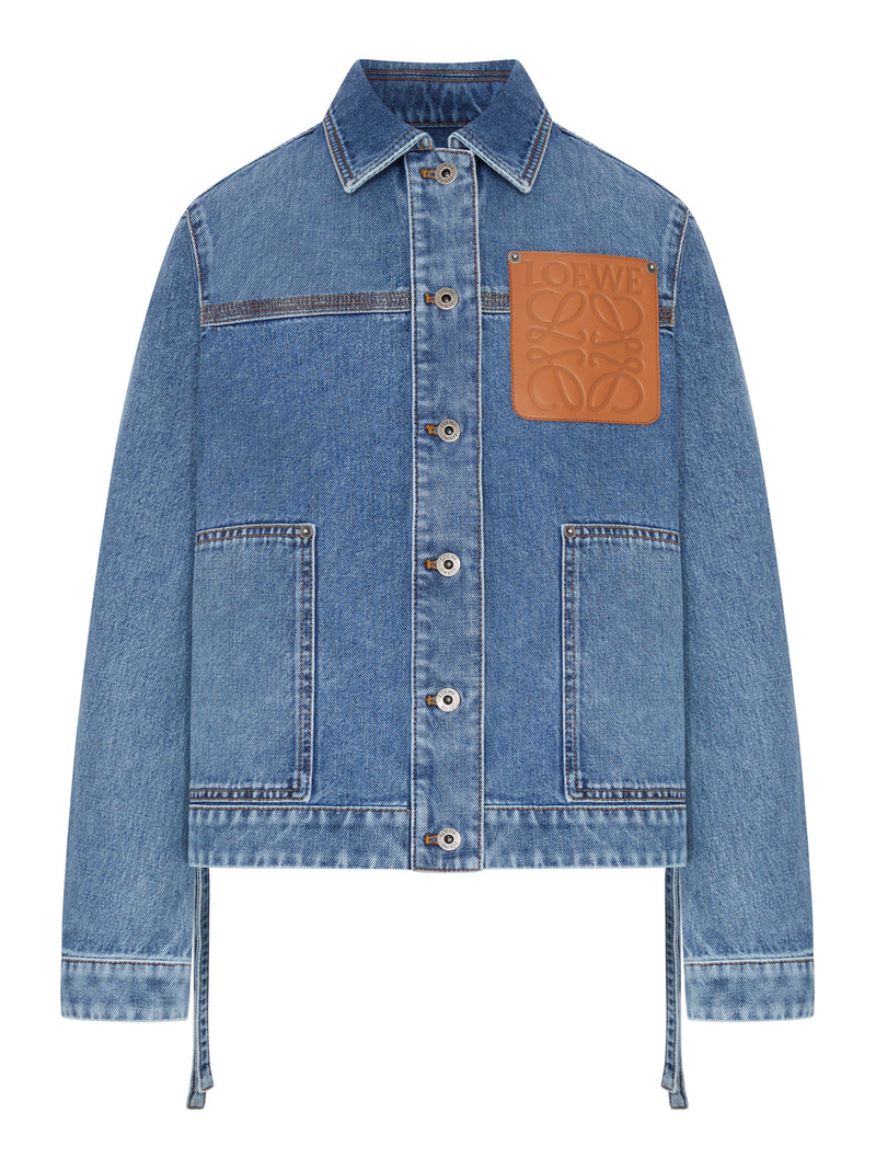 Loewe Women Cotton Denim Jacket With An Asymmetric Hem And Side Laces LOEWE