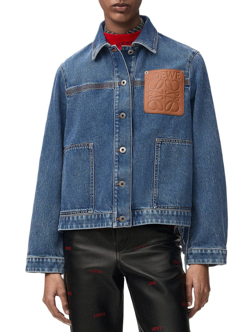 Loewe Women Cotton Denim Jacket With An Asymmetric Hem And Side Laces LOEWE