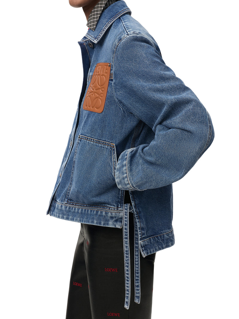 Loewe Women Cotton Denim Jacket With An Asymmetric Hem And Side Laces LOEWE