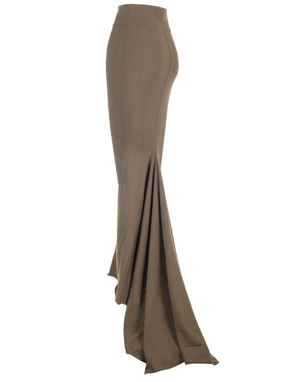 Rick Owens Women Taupe Knit Midi Skirt RICK OWENS