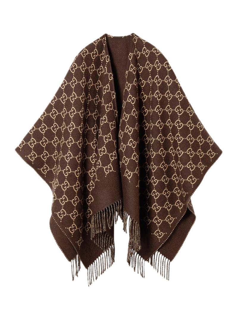 Gucci Women Gg Wool Jacquard Cape GUCCI