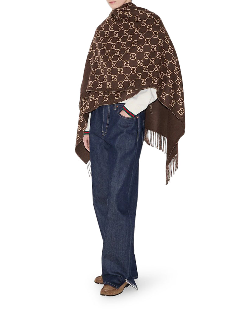 Gucci Women Gg Wool Jacquard Cape GUCCI