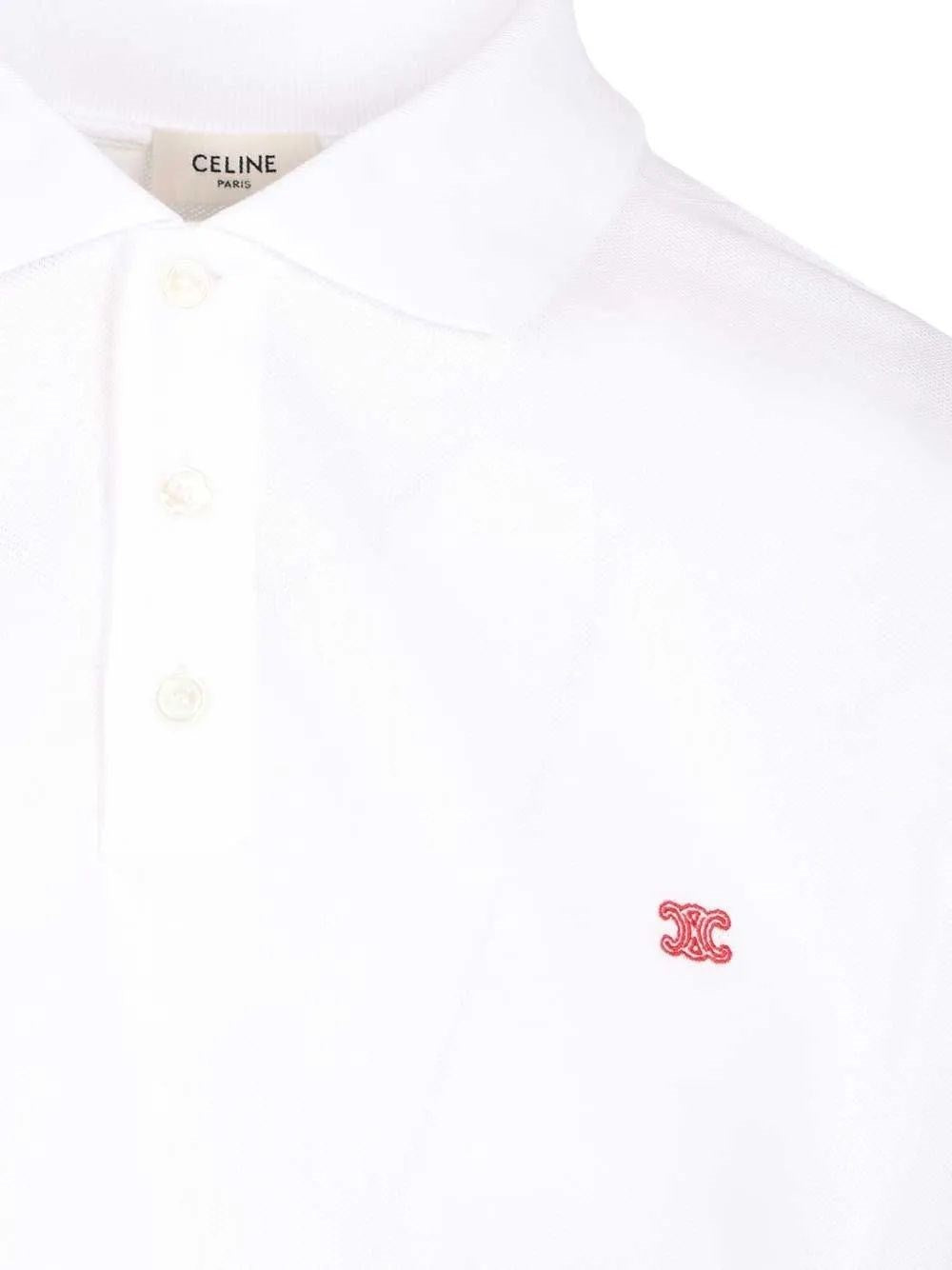 Celine Men White Cotton Polo Shirt CELINE