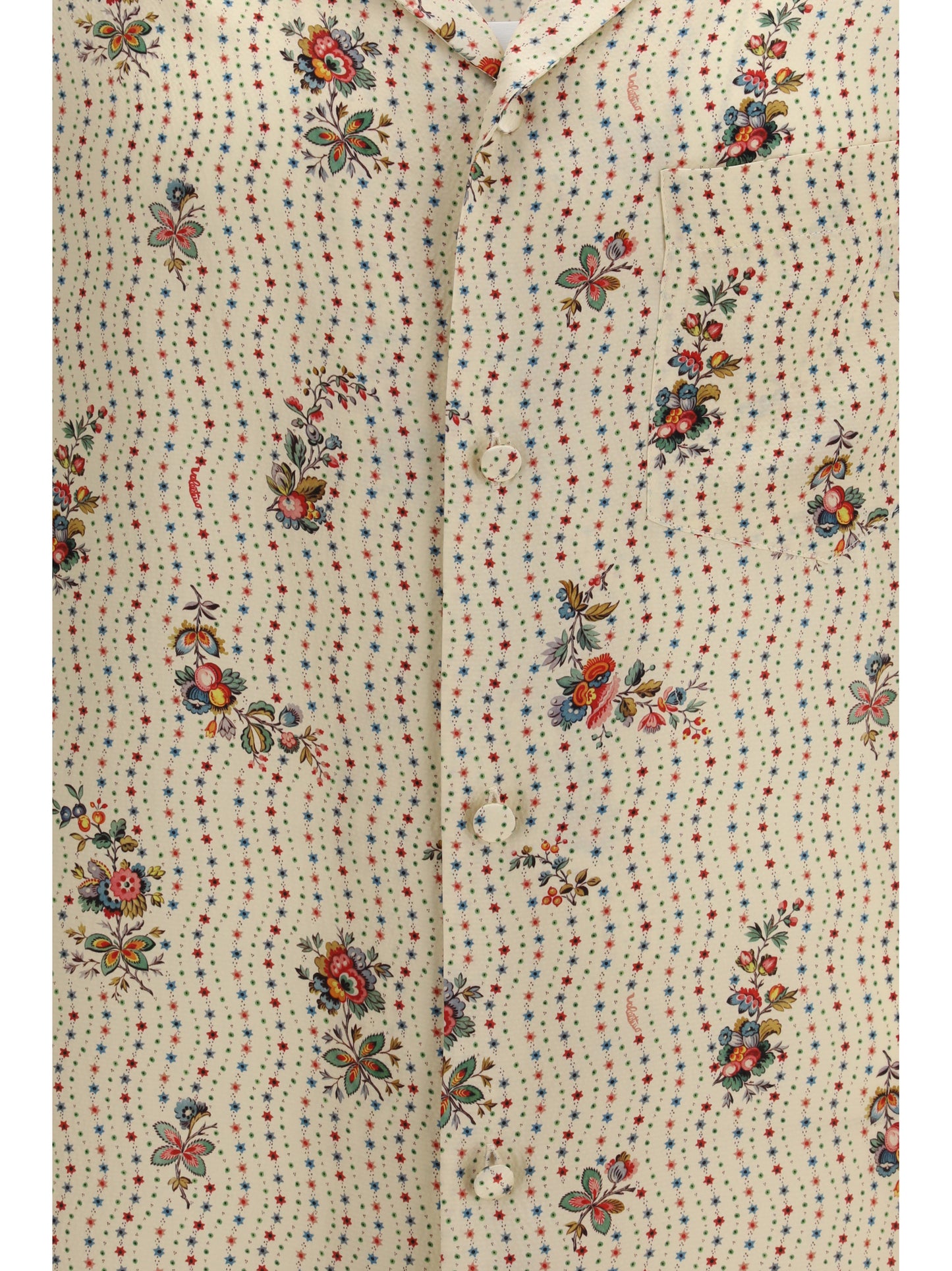 Valentino Men Papier Floral Print Silk Bowling Shirt VALENTINO