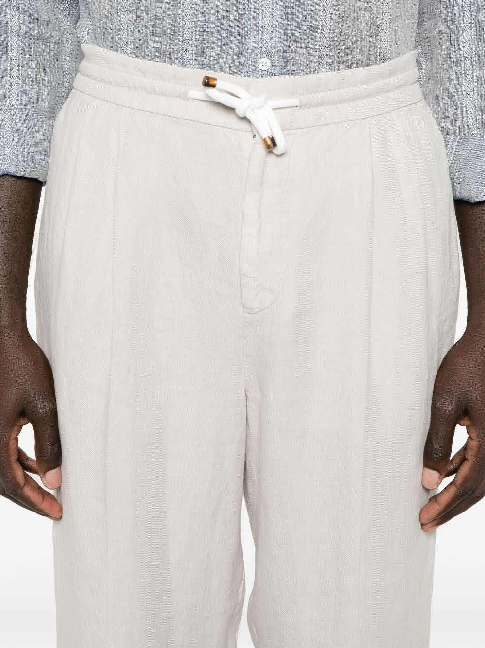 Brunello Cucinelli Men Garment-Dyed Pants With Drawstring And Double Pleats BRUNELLO CUCINELLI