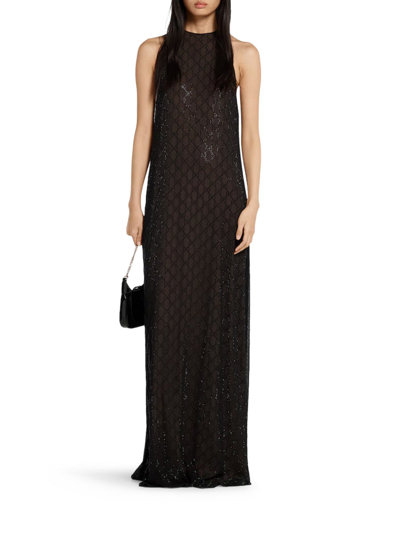 Gucci Women Silk Georgette Dress With "Gg" Monogram GUCCI