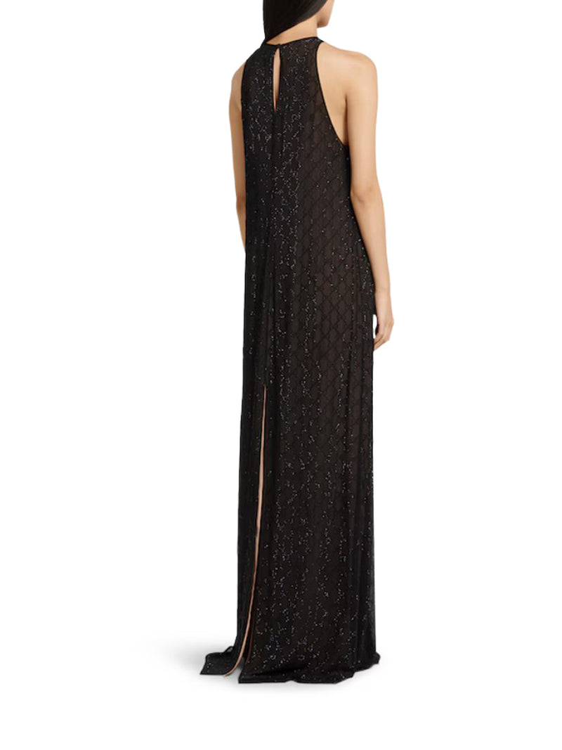 Gucci Women Silk Georgette Dress With "Gg" Monogram GUCCI