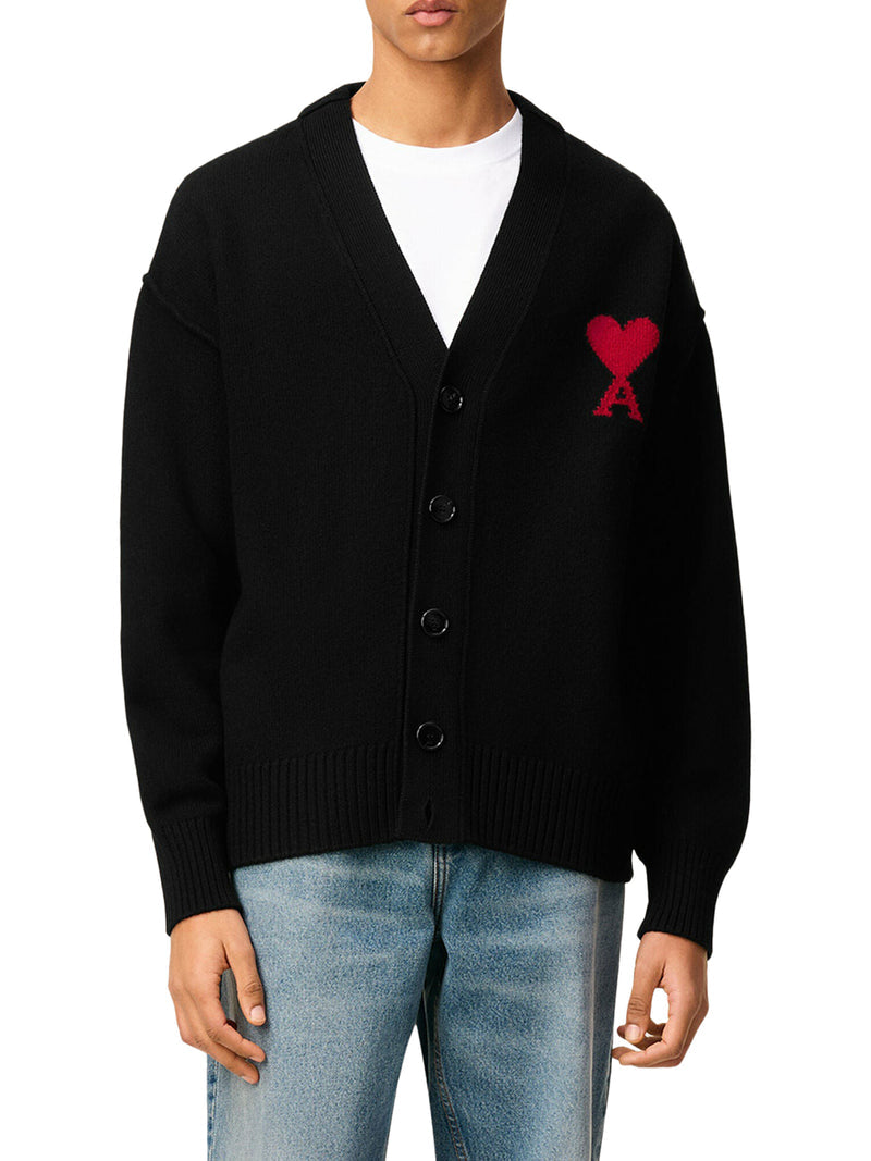 Ami Paris Men Ami De Coeur Wool Cardigan AMI PARIS