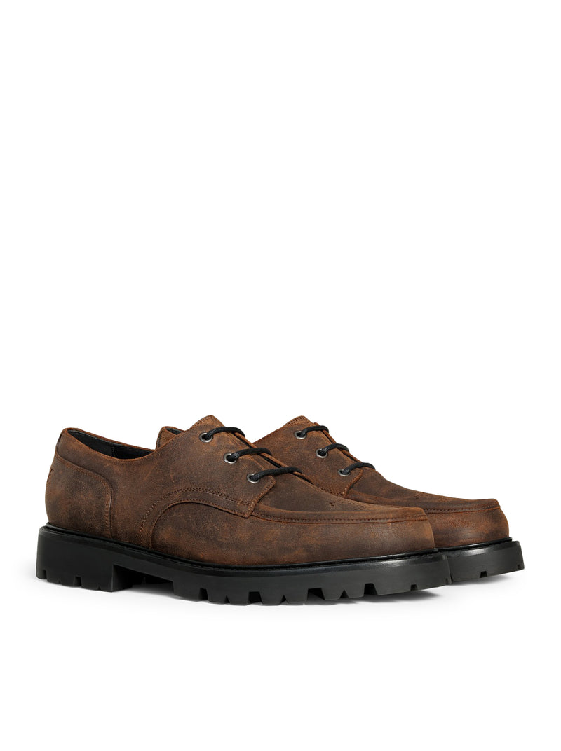 Celine Men Margaret Derby Loafer In Waxed Suede Calfskin CELINE