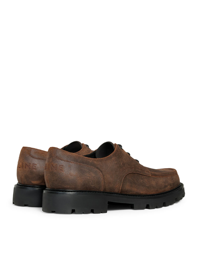 Celine Men Margaret Derby Loafer In Waxed Suede Calfskin CELINE